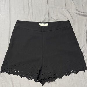 Chic Black High Waist Lace Trim Shorts